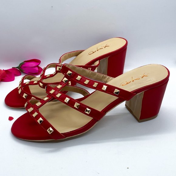 XYD Open Toe High Chunky Heel Slide Mule Sandals - Picture 5 of 7